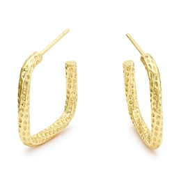 9ct Yellow Gold Diamond Cut Square Hoop Earrings