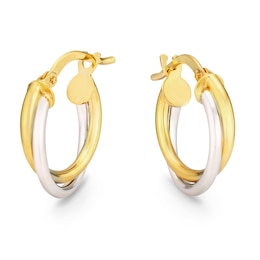 9ct Yellow Gold Plain Crossover Hoop Earrings