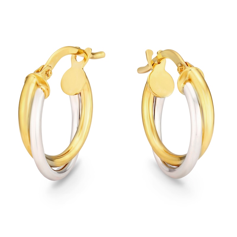 Main Image 1 of 9ct Yellow Gold Plain Crossover Hoop Earrings