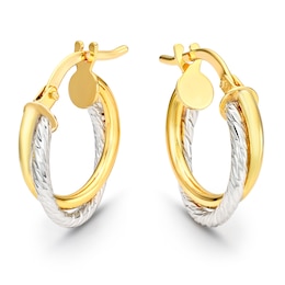 9ct Yellow Gold Twist Crossover Hoop Earrings