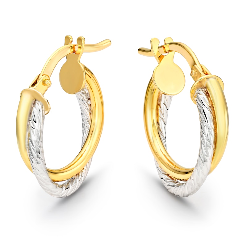 Main Image 1 of 9ct Yellow Gold Twist Crossover Hoop Earrings