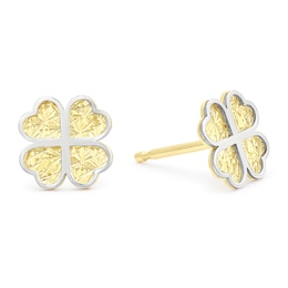 9ct Yellow Gold Diamond Cut Clover Stud Earrings