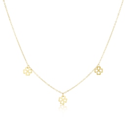 9ct Yellow Gold 3-Station Open Clover Necklace
