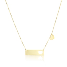 9ct Yellow Gold Heart ID Bar Necklace