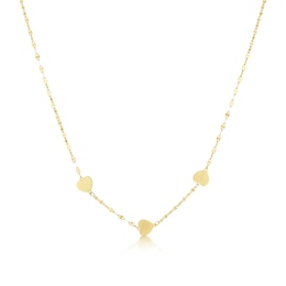 9ct Yellow Gold 3-Station Heart Fancy Chain Necklace