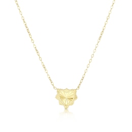 9ct Yellow Gold Diamond Cut Heart Burst Necklace