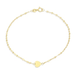 9ct Yellow Gold Heart Station Fancy Chain Bracelet