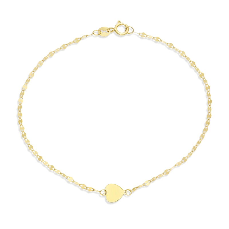 Main Image 1 of 9ct Yellow Gold Heart Station Fancy Chain Bracelet