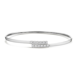 Sterling Silver Flexi Cubic Zirconia Crossover Bangle