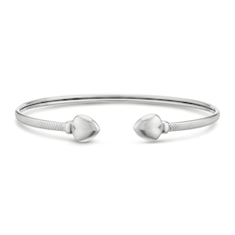 Sterling Silver Puff Heart Open Bangle