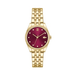 Lacoste Women's Tuilerie Burgundy Dial Gold IP Bracelet Watch