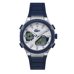 Lacoste Men's LC33 Silver Dial Navy Silicone Strap Analogue-Digital Watch