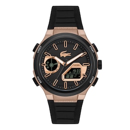 Lacoste Men's LC33 Black Dial Black Silicone Strap Analogue-Digital Watch