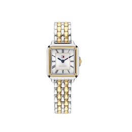 Tommy Hilfiger 24mm Women's Silver White Dial  Two-Tone Stainless Steel Bracelet Watch