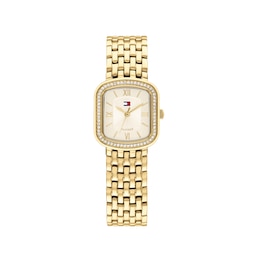 Tommy Hilfiger 22mm Women's Champagne Dial Crystal Bezel Gold IP Bracelet Watch