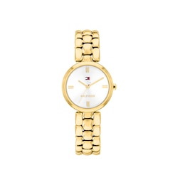 Tommy Hilfiger 26mm Women's White Dial Gold IP Bracelet Watch
