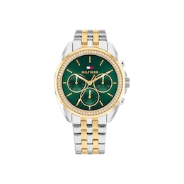 Tommy Hilfiger 36mm Women's Emerald Green Dial Two Tone Bracelet Watch