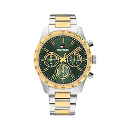 Tommy Hilfiger 42mm Men's Emerald Green Dial Two Tone Stainless Steel Bracelet Watch