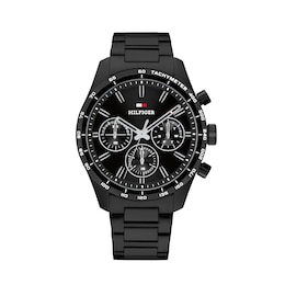Tommy Hilfiger 42mm Men's Black Sunray Dial Black IP Bracelet Watch