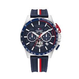Tommy Hilfiger 44mm Men's Navy Blue Dial Blue Silicone Strap Watch
