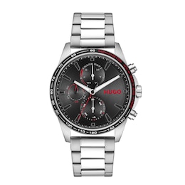 Men's HUGO #DRIFT Black Dial Stainless Steel Bracelet Watch