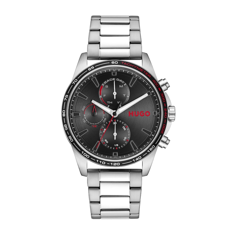 Main Image 1 of Men's HUGO #DRIFT Black Dial Stainless Steel Bracelet Watch