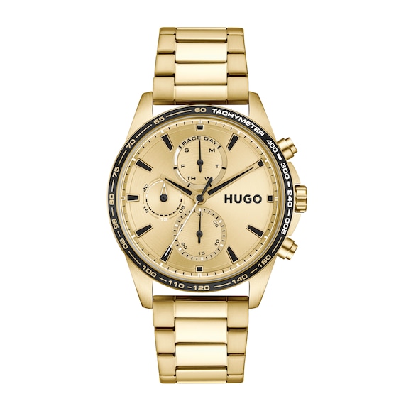 HUGO Mens #Drift Golden Dial Bracelet Watch 1530479 - Image 5