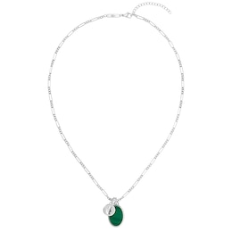 Lacoste Unisex Umpire Malachite Medallion Stainless Steel Necklace