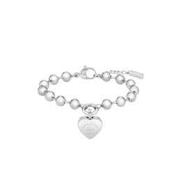 Lacoste Women's Love My Croc Heart Charm Stainless Steel Beaded Bracelet
