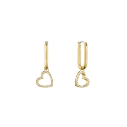 Lacoste Women's Elyse Crystal Hearts Gold IP Hoop Earrings