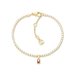 Tommy Hilfiger Women's Gold Tone IP Stainless Steel and Crystal Tennis Bracelet