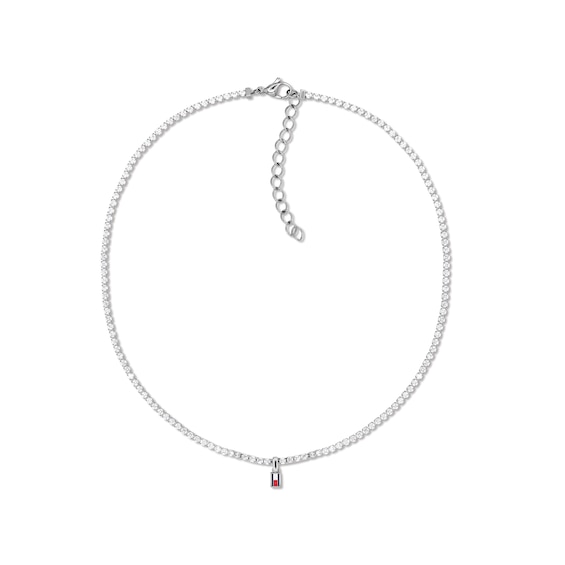 Tommy Hilfiger Women's Stainless Steel and Crystal Tennis Necklace