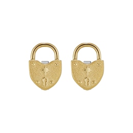 Olivia Burton Gold IP Stud Lock Heart Earrings