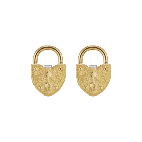 Olivia Burton Gold IP Stud Lock Heart Earrings