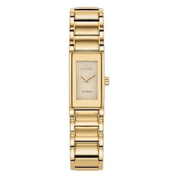Citizen Axiom Women's Eco-Drive Diamond Gold-Tone Dial Gold-Tone Stainless Steel Bracelet Watch