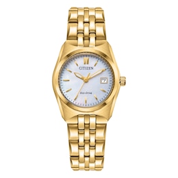 Citizen Corso Women's Eco-Drive Mother-of-Pearl Dial Gold-Tone Stainless Steel Bracelet Watch