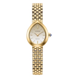 Citizen L Rainell Ladies' Eco-Drive White Dial Gold-Tone Stainless Steel Bracelet Watch