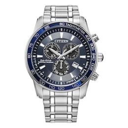 Citizen Sport Men's Eco-Drive Blue Dial Silver-Tone Stainless Steel Bracelet Watch