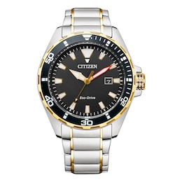 Citizen Sport Men's Eco-Drive Black Dial Chronograph Two Tone Stainless Steel Watch
