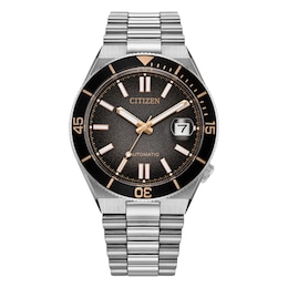 Citizen Tsuyosa Shore Timeslip Men's Limited Edition Automatic Black Dial Stainless Steel Bracelet Watch