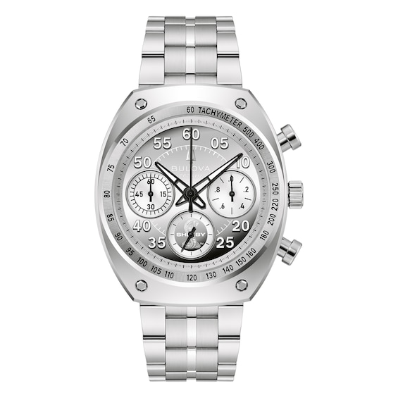 Bulova Men's Shelby Racer Silver Tone Dial & Split Finish Stainless Steel Limited Edition Watch