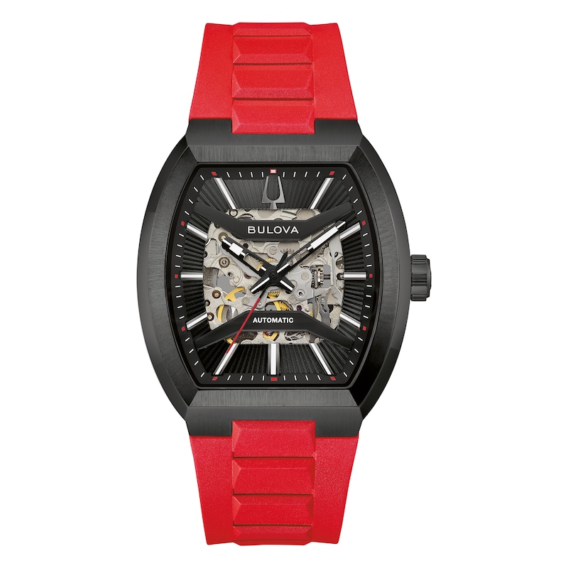 Main Image 1 of Bulova Maquina Black Dial & Red Silicone Strap Watch