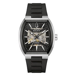 Bulova Maquina Grey Dial & Black Silicone Strap Watch