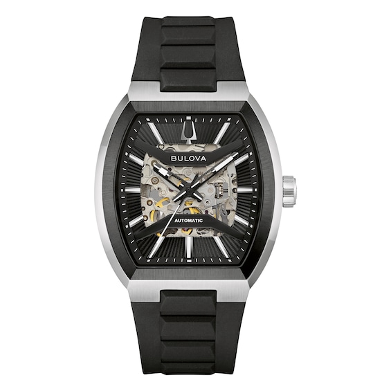 Bulova Maquina Grey Dial & Black Silicone Strap Watch