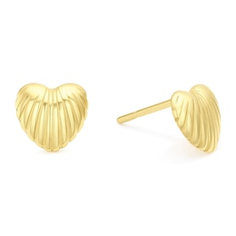 Yellow Gold Plated Sterling Silver Shell Heart Stud Earrings
