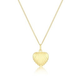 Yellow Gold Plated Sterling Silver Shell Heart Pendant