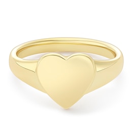 Yellow Gold Plated Sterling Silver Heart Signet Ring