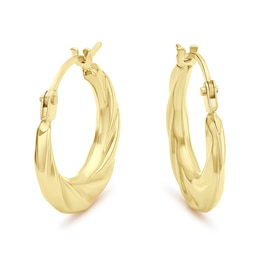 9ct Yellow Gold Twist Hoop Earrings