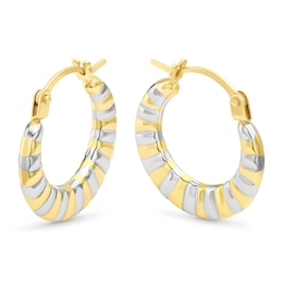 9ct Yellow Gold Ribbed Hoop Earrings