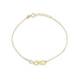 9ct Yellow Gold Cultured Freshwater Pearl Infinity Bracelet 7"